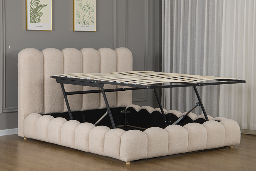 4878G Laden Opbergruimte Bloemvormig 3D zacht gevoerd Bedframe