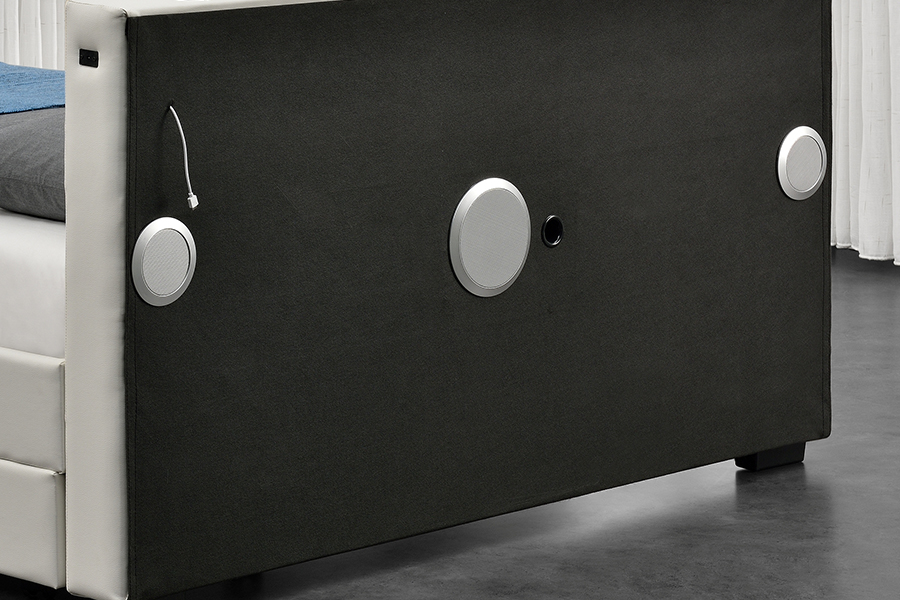 1894-1DS Bluetooth-luidspreker Gestoffeerd audiovisueel bedframe met opbergruimte