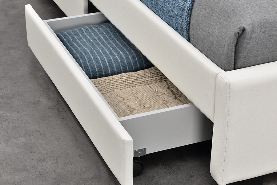 1894-1DS Bluetooth-luidspreker Gestoffeerd audiovisueel bedframe met opbergruimte