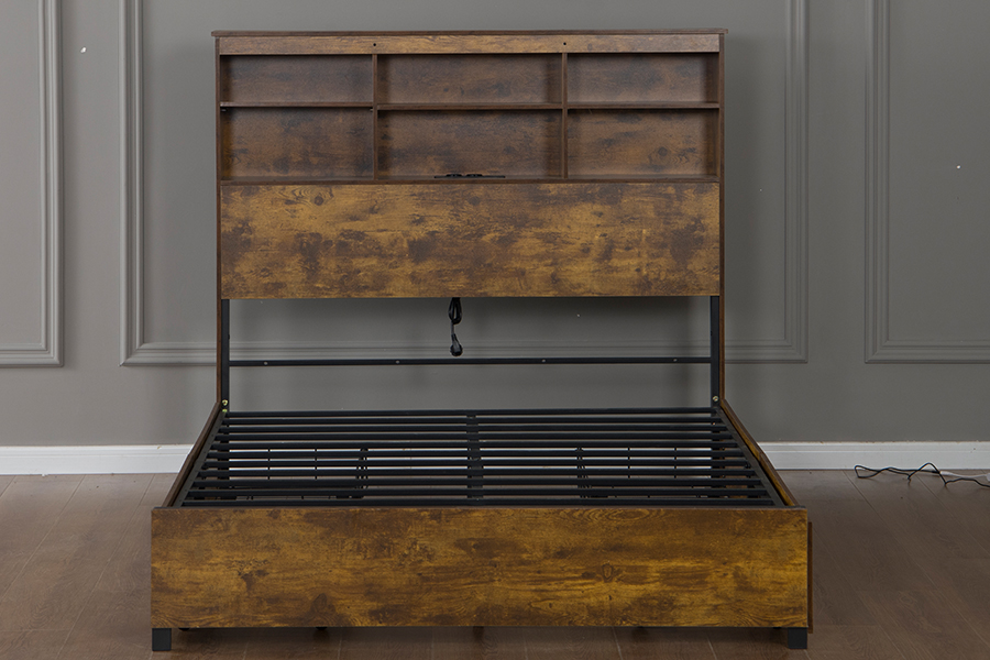 4831D Houten bedframe in retro-industriële stijl