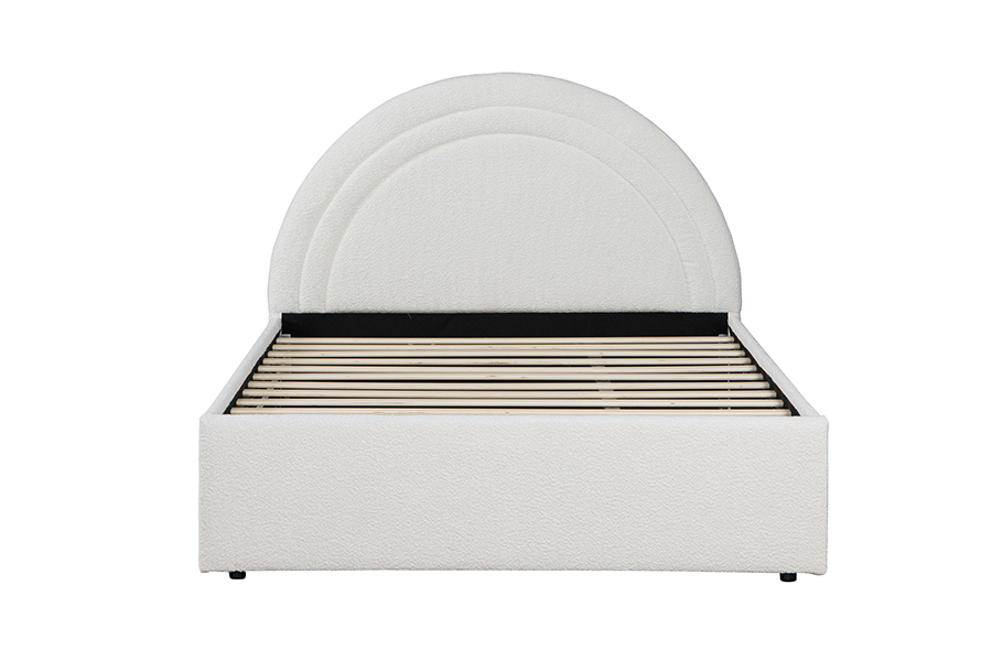 4542 Onderschuifbed, gestoffeerd, gebogen bedframe met opbergruimte