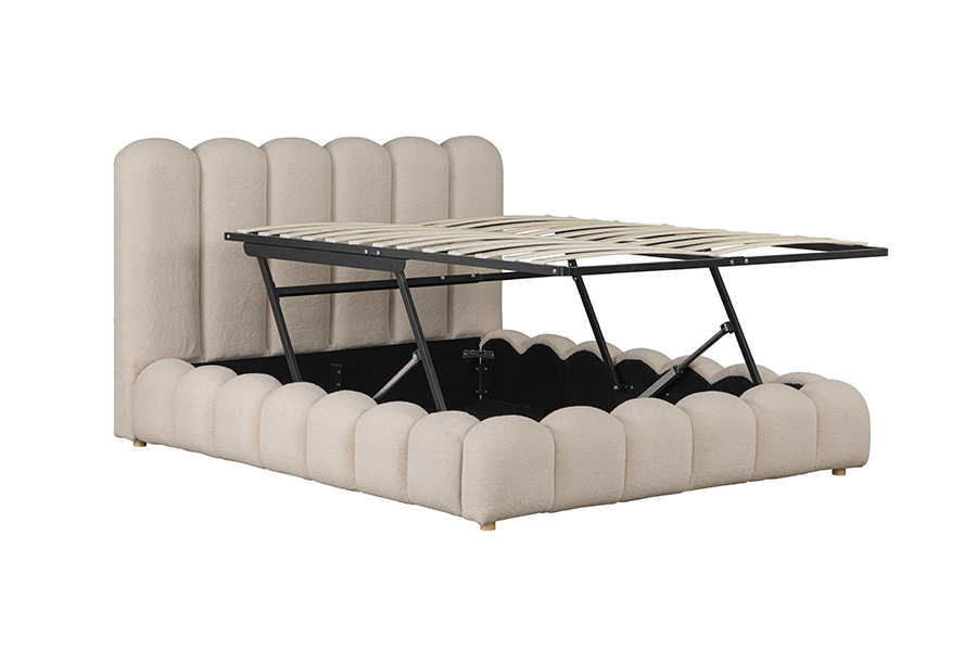 4878G Laden Opbergruimte Bloemvormig 3D zacht gevoerd Bedframe