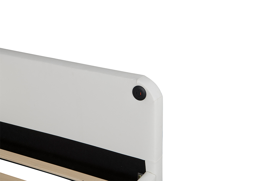 4546-3U USB gestoffeerd L-vormig lederen bedframe