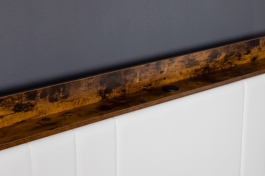 A002-1-3DU USB gestoffeerd bedframe met geïntegreerd hoofdeinde