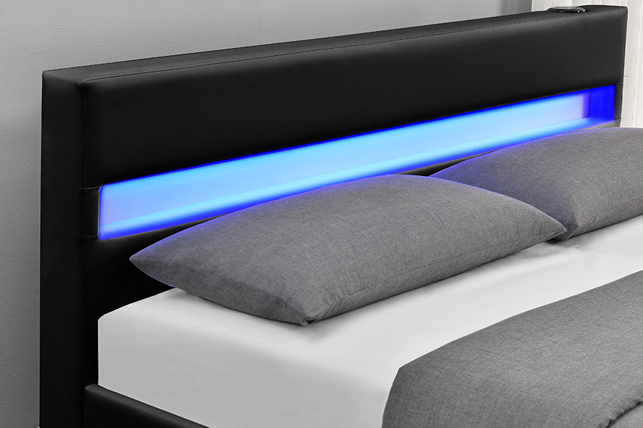 1894-1DS Bluetooth-luidspreker Gestoffeerd audiovisueel bedframe met opbergruimte