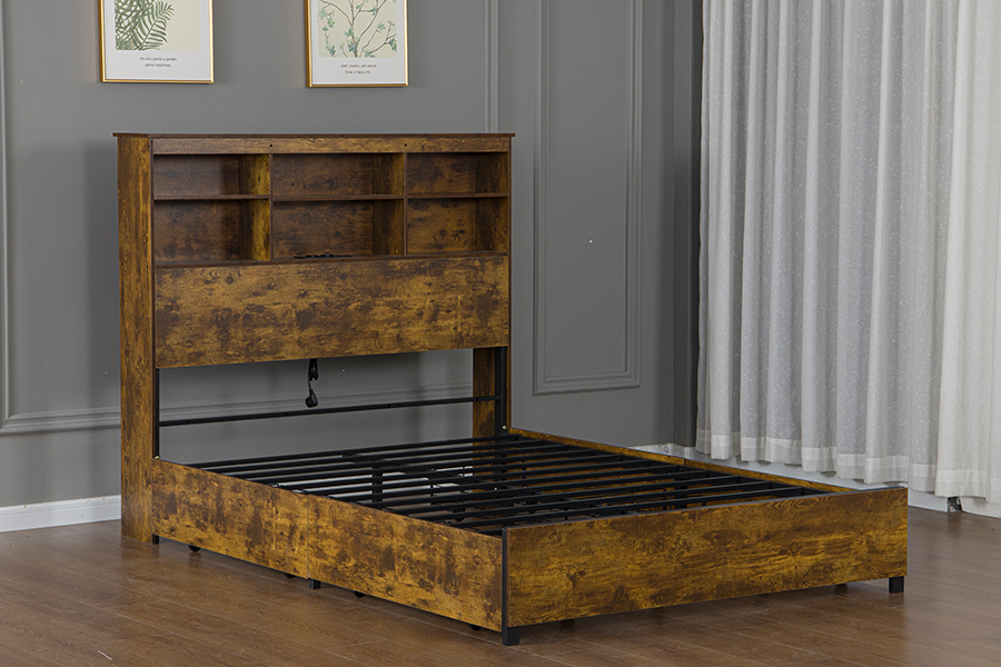 4831D Houten bedframe in retro-industriële stijl
