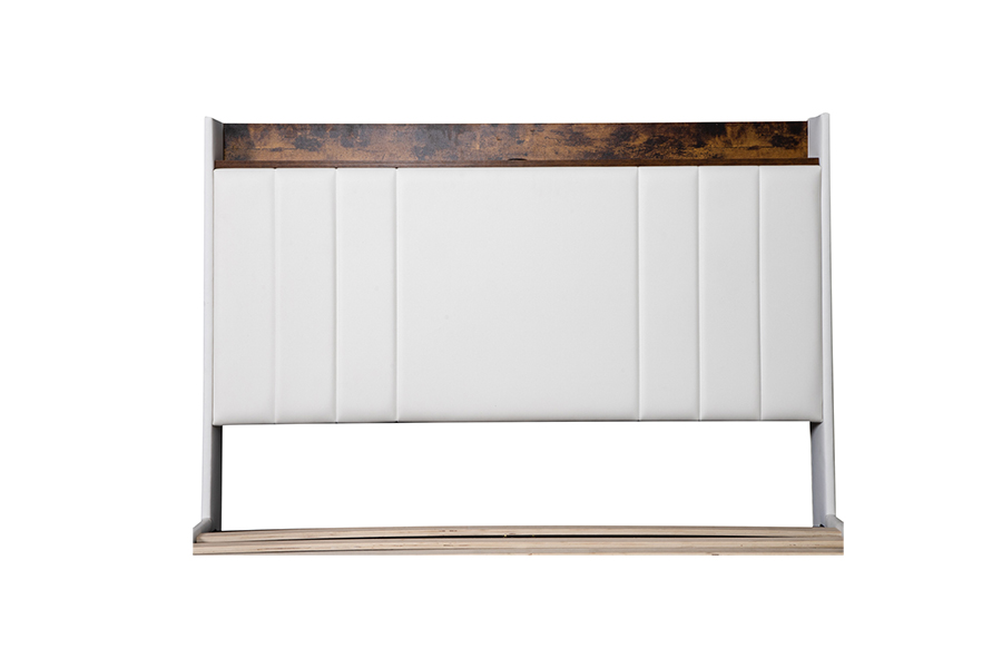 A002-1-3DU USB gestoffeerd bedframe met geïntegreerd hoofdeinde