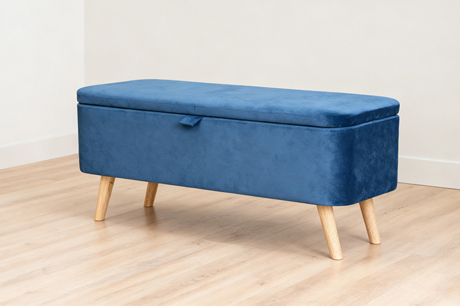 WSS956 Gestoffeerde opbergdoos van blauw fluweel