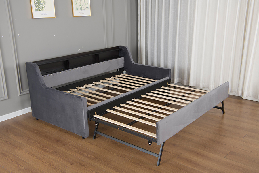 4857-1U Slaapbank met zachte fluwelen onderschuifbedbekleding