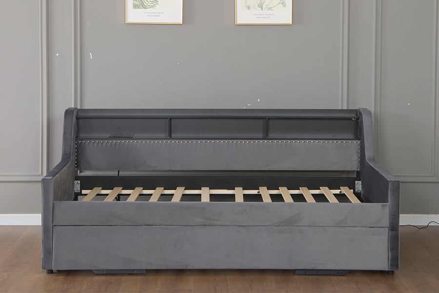 4857-1U Slaapbank met zachte fluwelen onderschuifbedbekleding