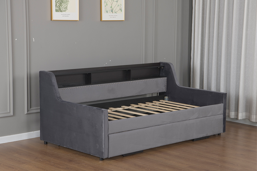 4857-1U Slaapbank met zachte fluwelen onderschuifbedbekleding