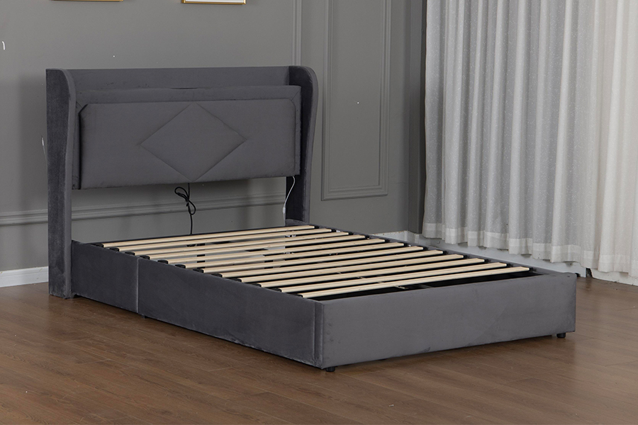 5005-1-3GU Verstelbaar en milieuvriendelijk gestoffeerd bedframe met hydraulische opbergruimte
