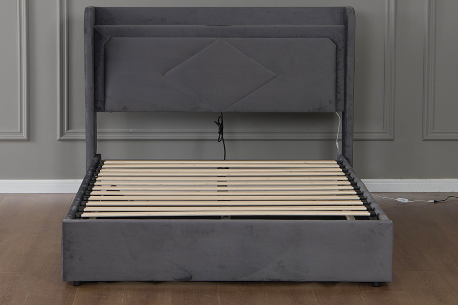 5005-1-3GU Verstelbaar en milieuvriendelijk gestoffeerd bedframe met hydraulische opbergruimte