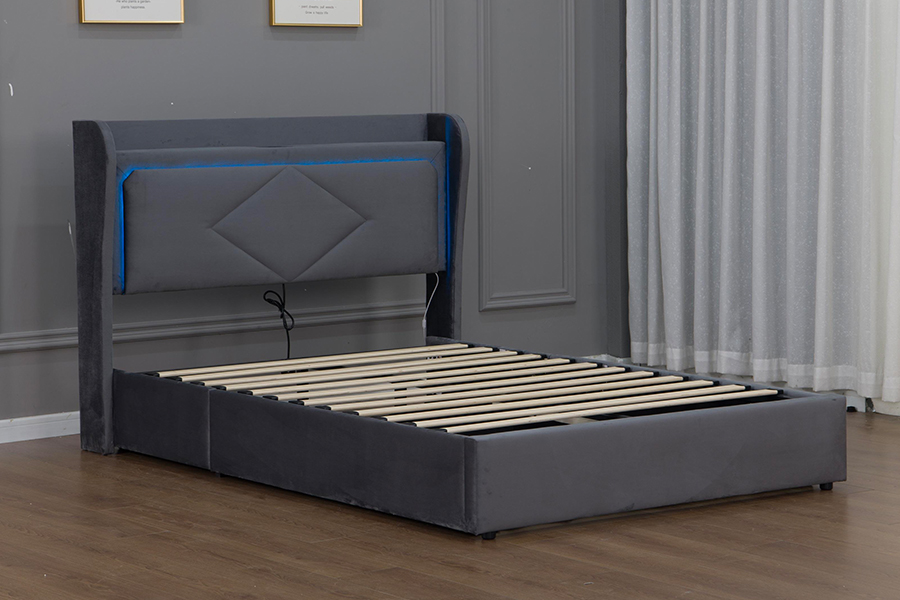 5005-1-3GU Verstelbaar en milieuvriendelijk gestoffeerd bedframe met hydraulische opbergruimte