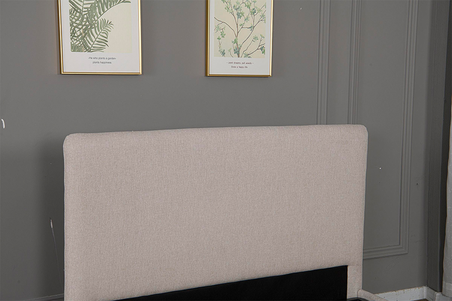 5017G Modern, met beige stof bekleed bedframe met hydraulische opbergruimte