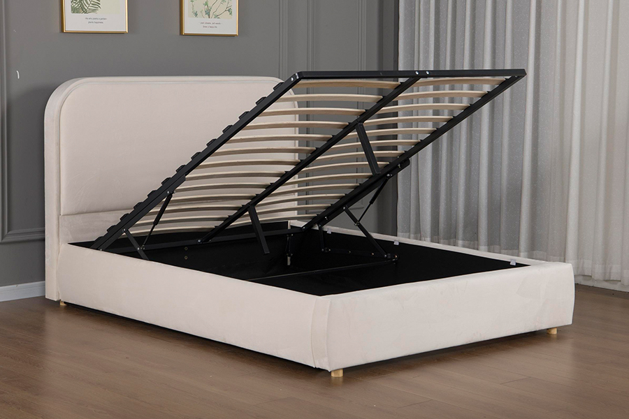 5032-1G Houten gebogen hoofdeinde, LED-gestoffeerd bedframe