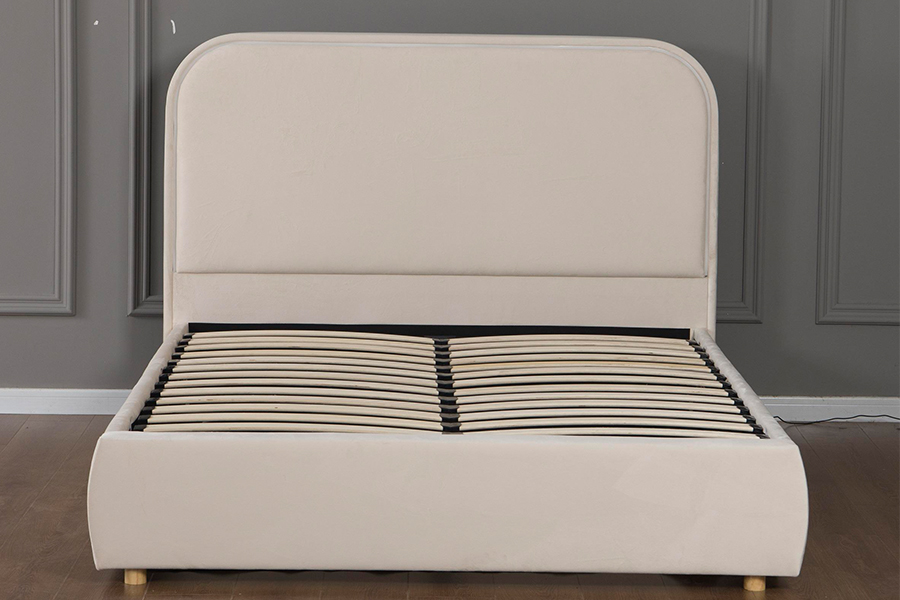5032-1G Houten gebogen hoofdeinde, LED-gestoffeerd bedframe