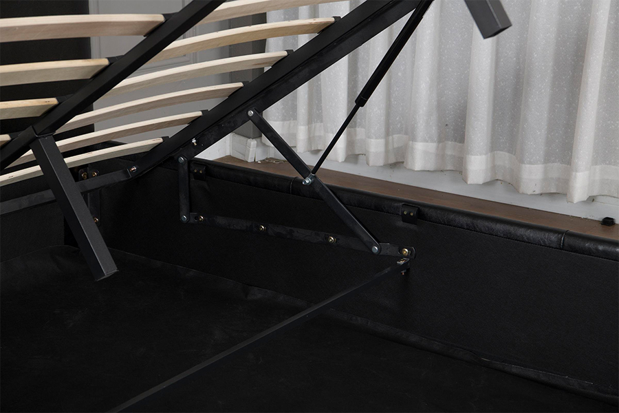 5030G Modern zwart kunstleer gestoffeerd bedframe met opbergruimte