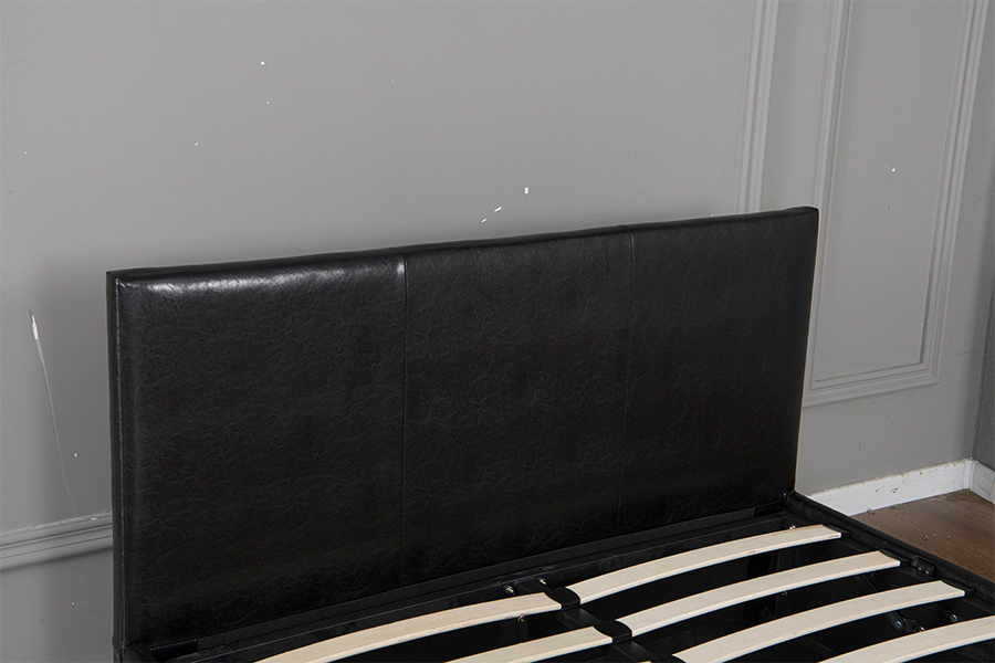 5030G Modern zwart kunstleer gestoffeerd bedframe met opbergruimte