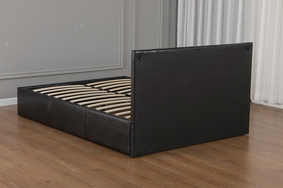 5030G Modern zwart kunstleer gestoffeerd bedframe met opbergruimte