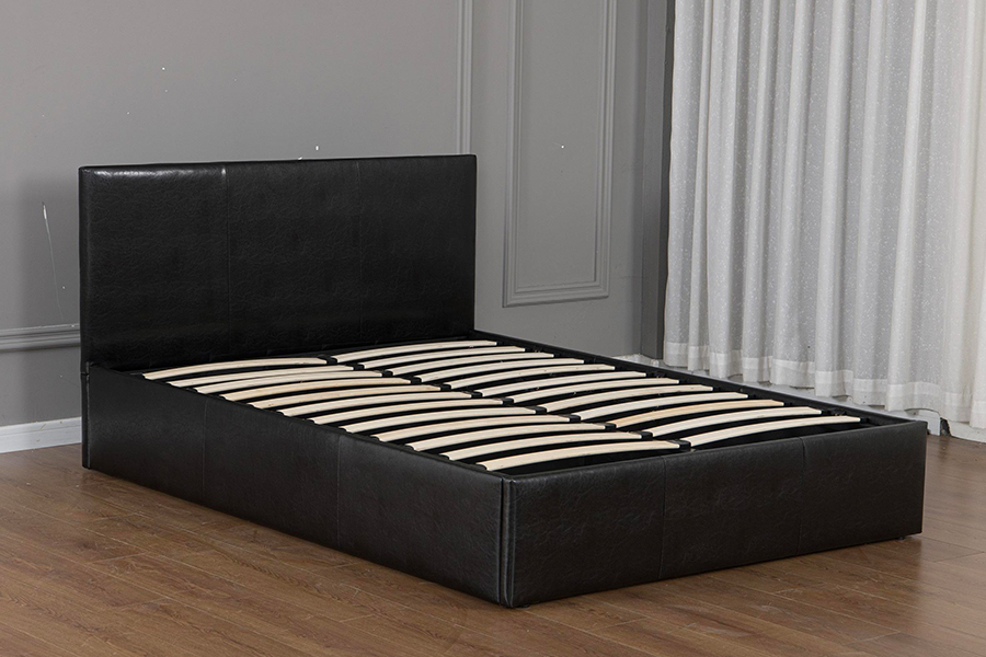 5030G Modern zwart kunstleer gestoffeerd bedframe met opbergruimte