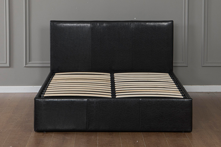 5030G Modern zwart kunstleer gestoffeerd bedframe met opbergruimte