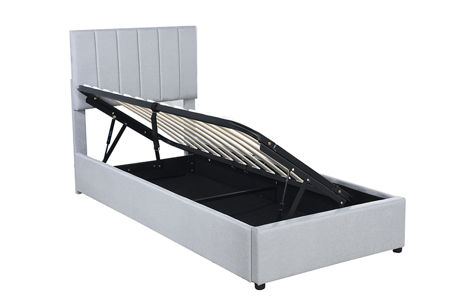 N16 Moderne grijze stof Opklapbare opbergfunctie Gestoffeerd bedframe met opbergruimte
