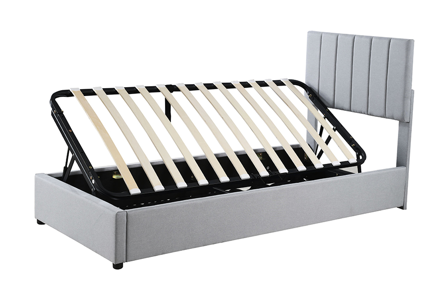 N16 Moderne grijze stof Opklapbare opbergfunctie Gestoffeerd bedframe met opbergruimte