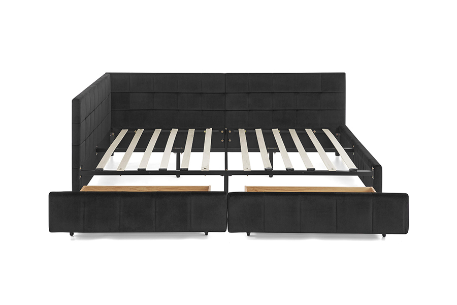 N14 L-vormig fluweel gestoffeerd Zeer verstelbaar gestoffeerd bedframe met opbergruimte