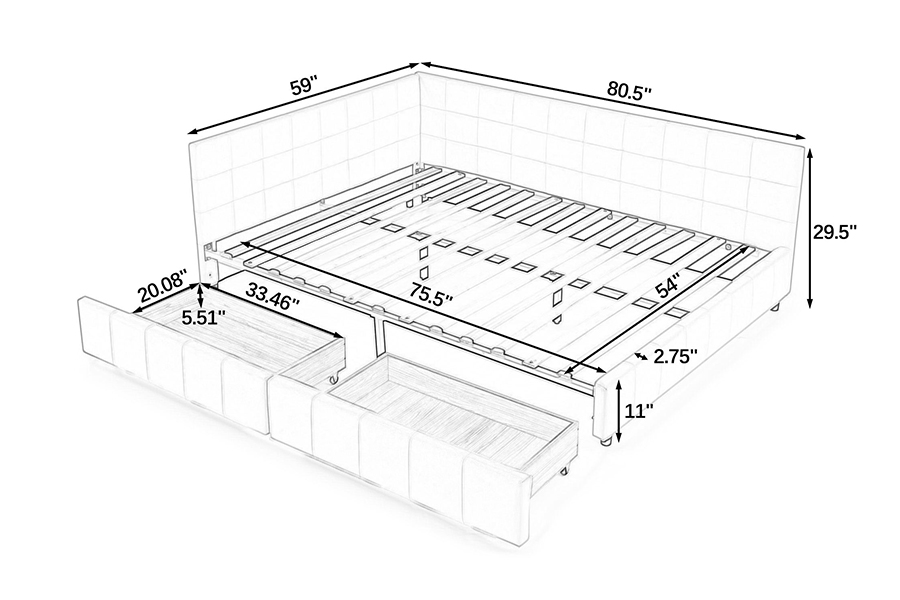 N14 L-vormig fluweel gestoffeerd Zeer verstelbaar gestoffeerd bedframe met opbergruimte