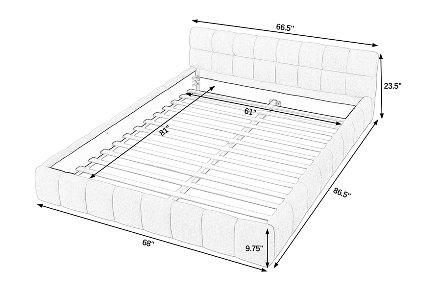N11 Modern vierkant ontwerp Comfortabel en verstelbaar gestoffeerd bedframe
