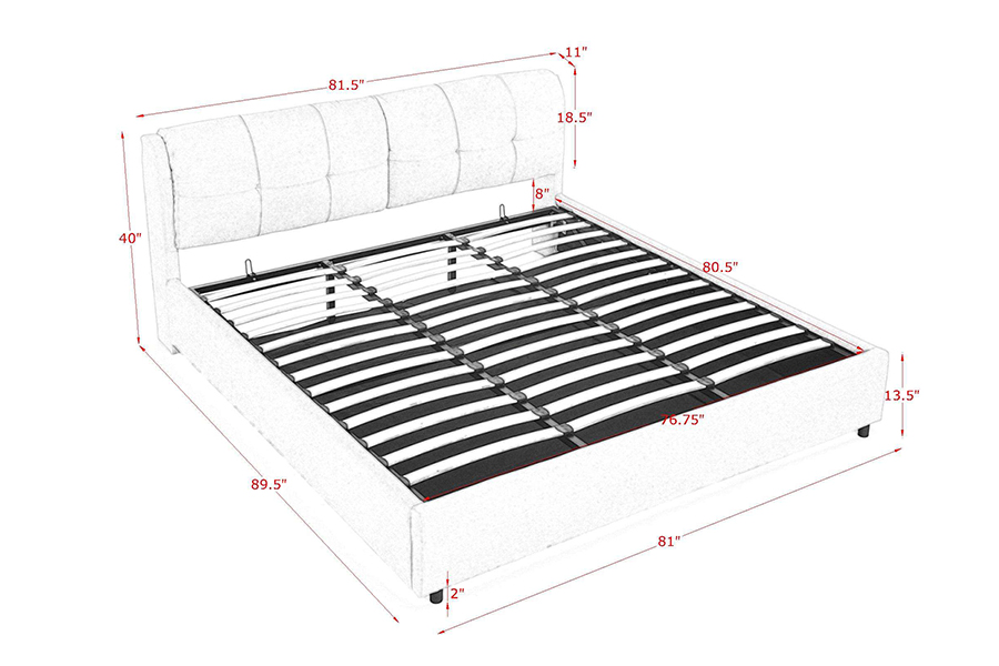 N10 Milieuvriendelijk en duurzaam gestoffeerd bedframe met opbergruimte