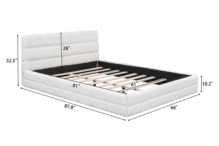 N20 pluche teddystof verstelbaar platformbed onderschuifbed gestoffeerd bedframe