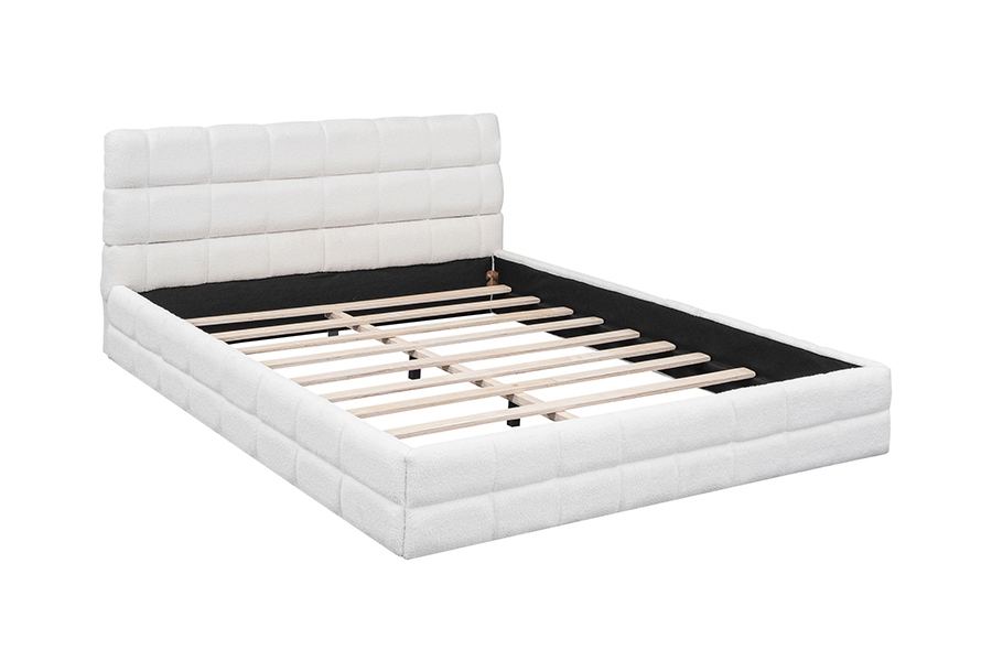 N20 pluche teddystof verstelbaar platformbed onderschuifbed gestoffeerd bedframe