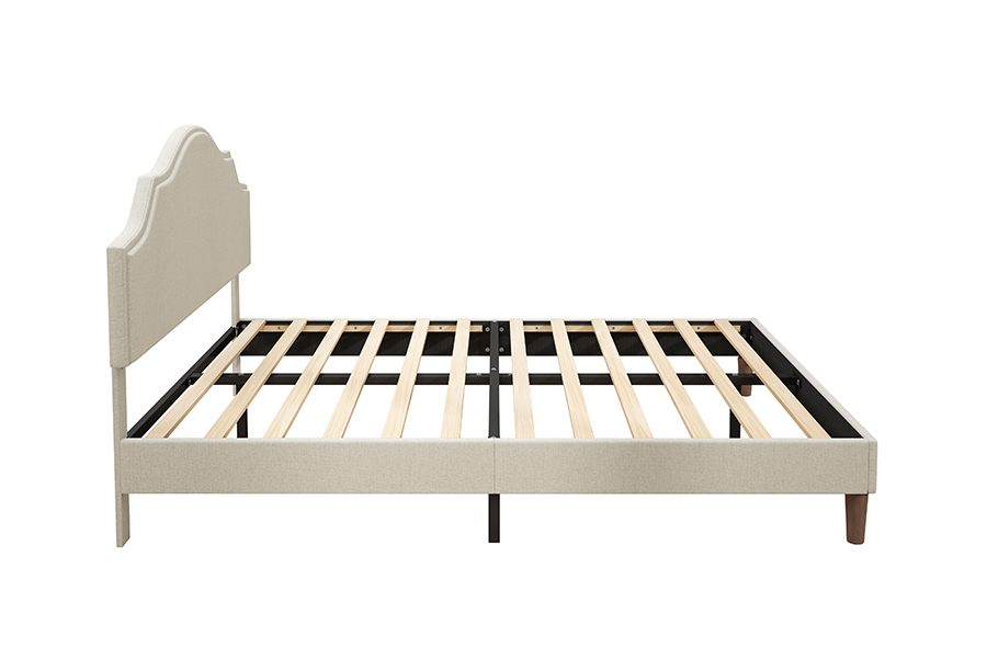 N21 Hoogwaardig beige stoffen queensize gestoffeerd bed