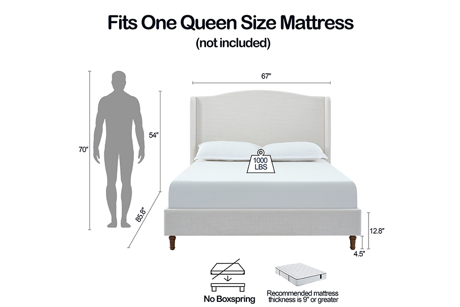N4 Afmetingen kingsize tweepersoonsbed Gestoffeerde bedframes met opbergruimte