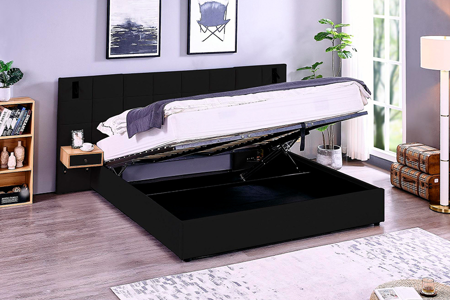 N6 Verstelbaar bedframe Zacht bedmateriaal LED gestoffeerd bedframe