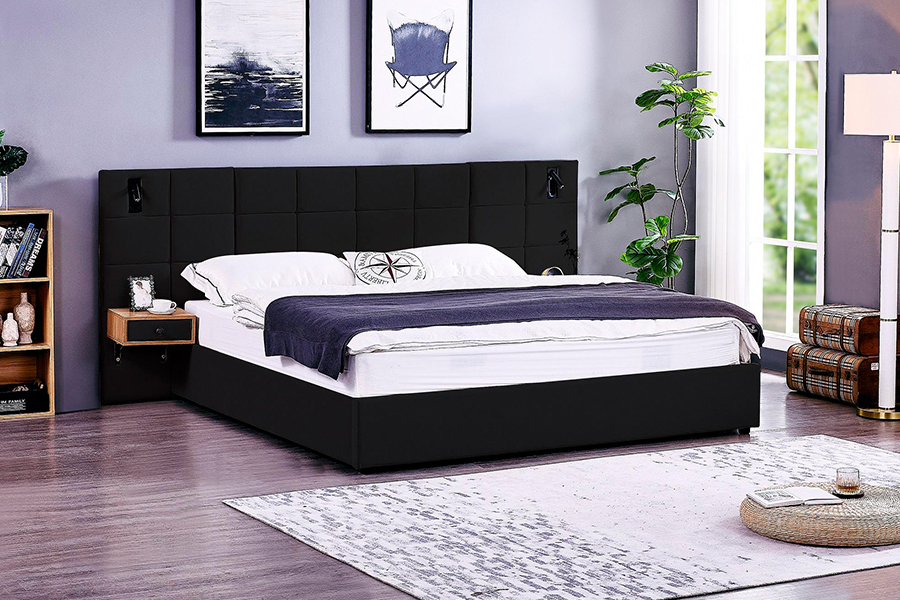 N6 Verstelbaar bedframe Zacht bedmateriaal LED gestoffeerd bedframe