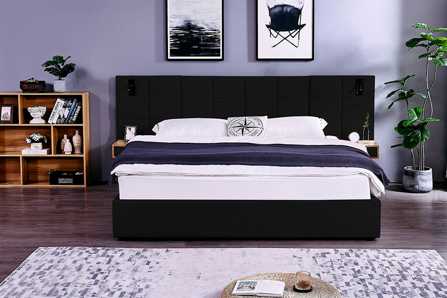 N6 Verstelbaar bedframe Zacht bedmateriaal LED gestoffeerd bedframe