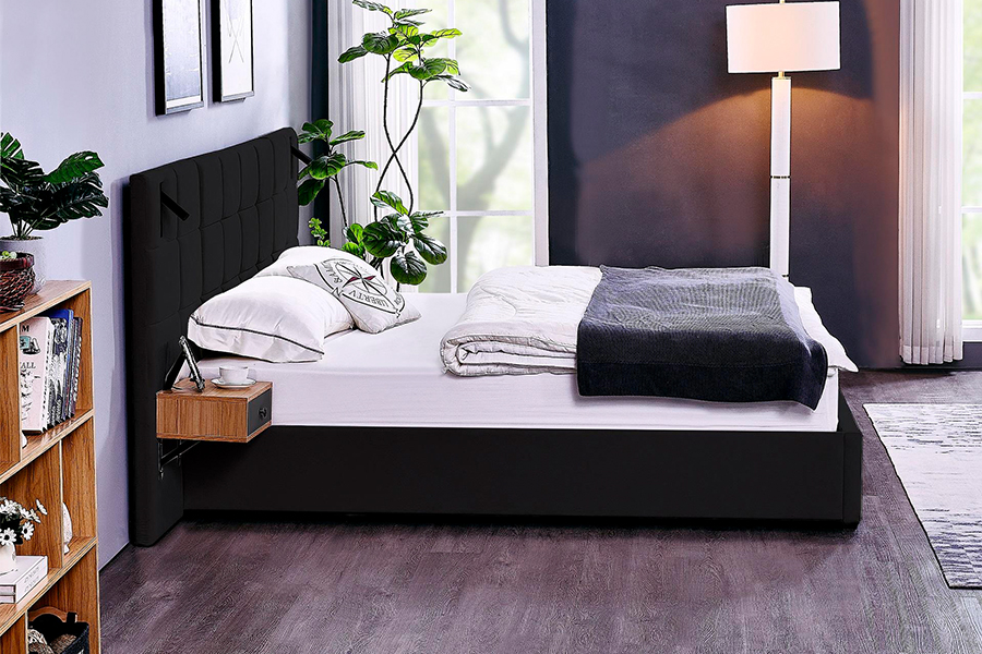 N6 Verstelbaar bedframe Zacht bedmateriaal LED gestoffeerd bedframe