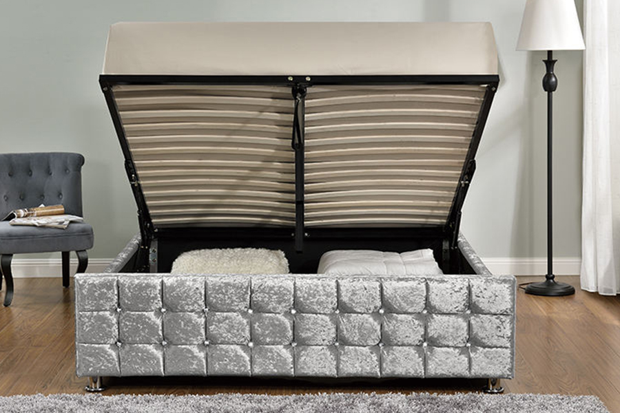 1150 Zachte stof Houten frame Gestoffeerd bed