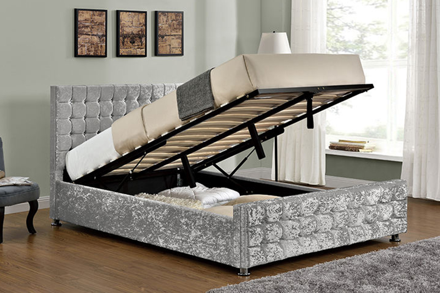 1150 Zachte stof Houten frame Gestoffeerd bed