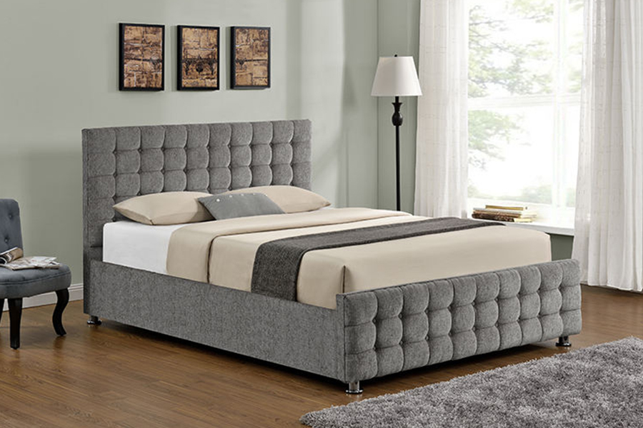 1150 Zachte stof Houten frame Gestoffeerd bed