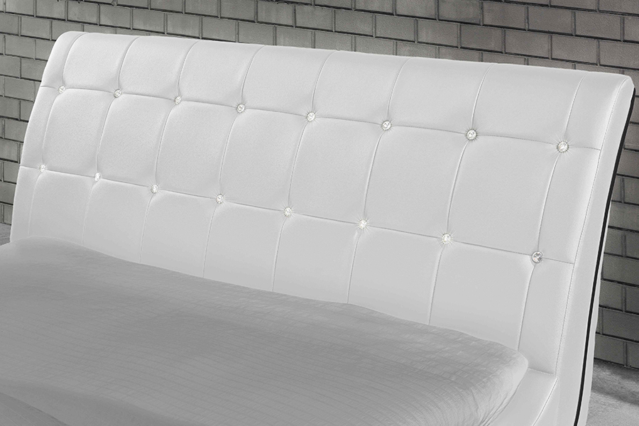 1144 Massief houtstructuur Diamantdecoratie Gestoffeerd bed