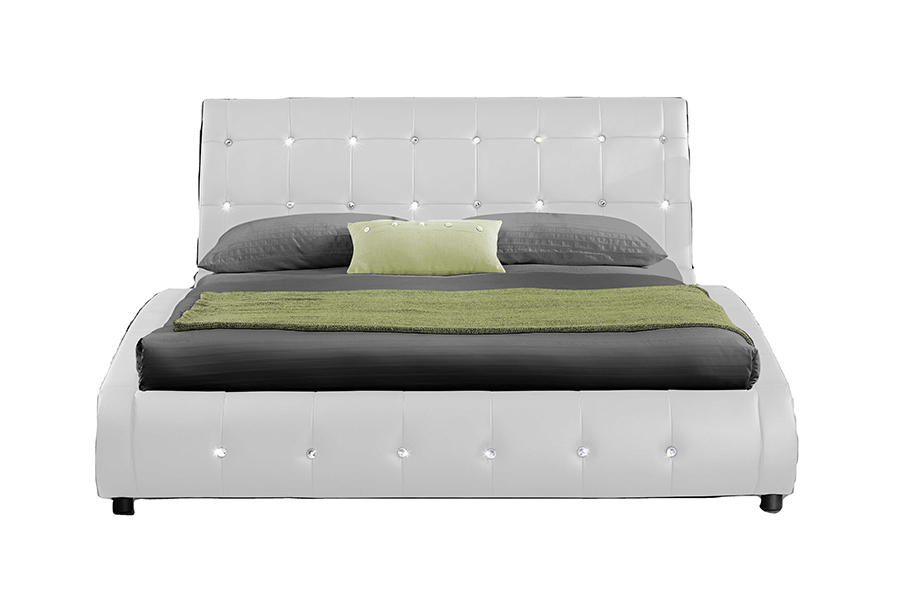 1144 Massief houtstructuur Diamantdecoratie Gestoffeerd bed