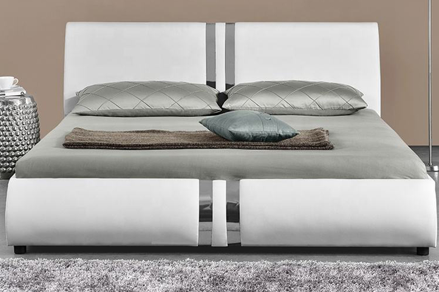 1143 Modern PU-leer tweepersoonsbed, gestoffeerd bed in Scandinavische stijl