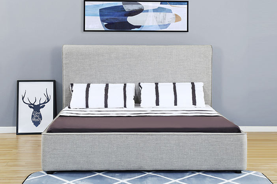 1323 Zacht en houten frame met onderschuifbed, gestoffeerd bedframe