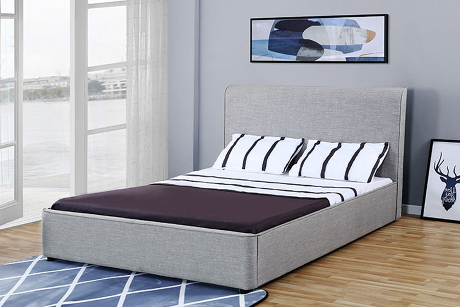 1323 Zacht en houten frame met onderschuifbed, gestoffeerd bedframe