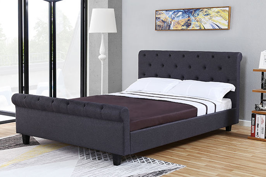 1307 Bruin getuft linnen bekleding Gestoffeerd bedframe met opbergruimte