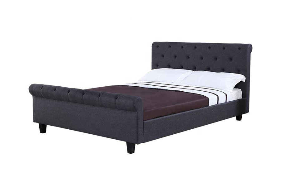 1307 Bruin getuft linnen bekleding Gestoffeerd bedframe met opbergruimte